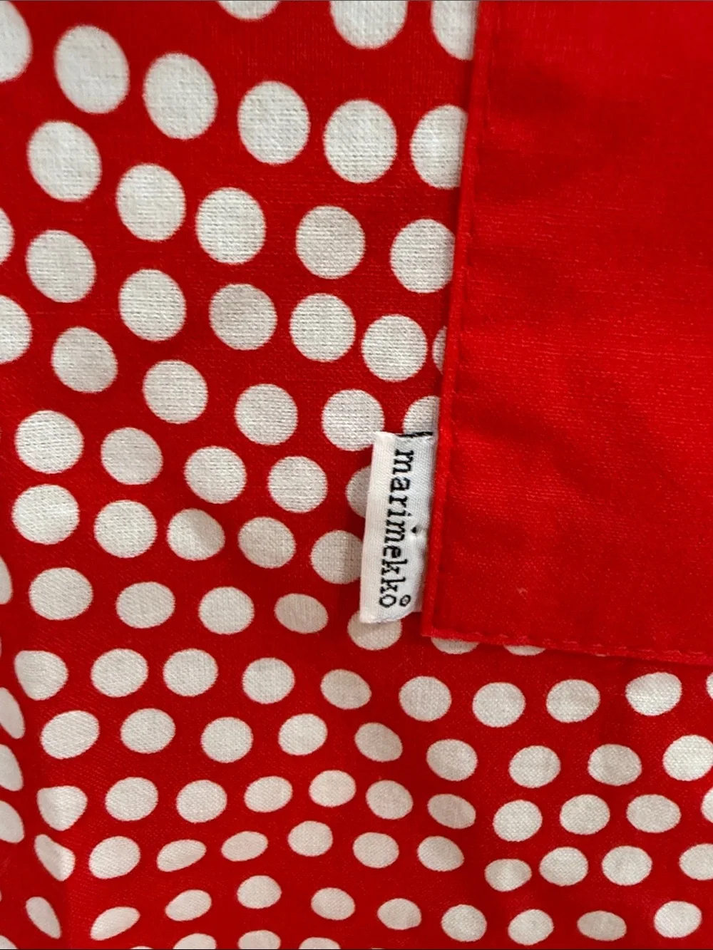 Marimekko Red and White Polka Dot Cotton Apron